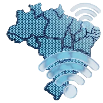 Mapa do Brasil com sinal de Wi-Fi, ilustração do Relatório Conexão 2026